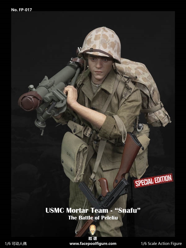 Merriell USMC Mortar Team SNAFU Peleliu - Special Edition - Facepool 1/6 Scale Figure