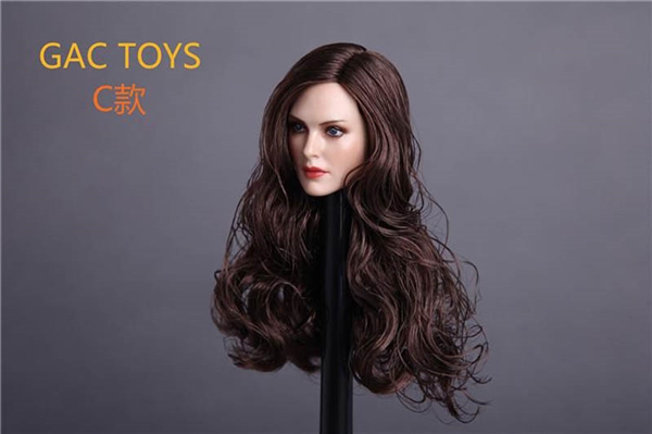 Caucasian Womens Head Sculpt Long Black Hair Gac Toys 16 Scale 7874