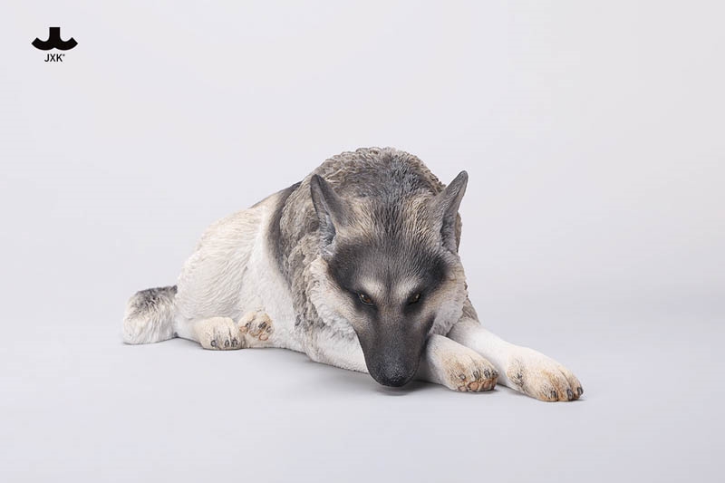 Lying German Shepherd Figurine Version B - JXK Studio 1/6 Scale Figure