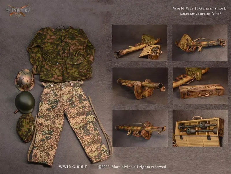 German Smock Trouser and Helmet  Version F - World War II - Mars Divine 1/6 Scale Accessory Set