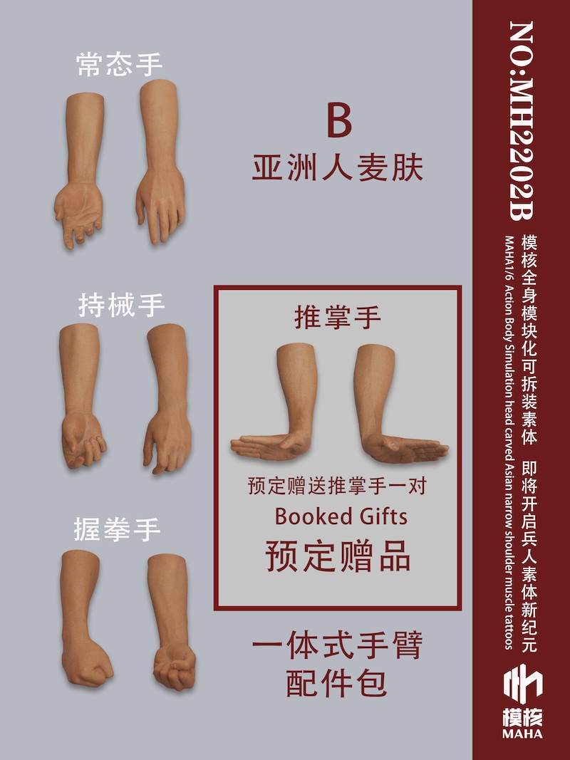 Seamless Hand-Arm Set - Three Versions - MAHA Studio 1/6 Scale Figure