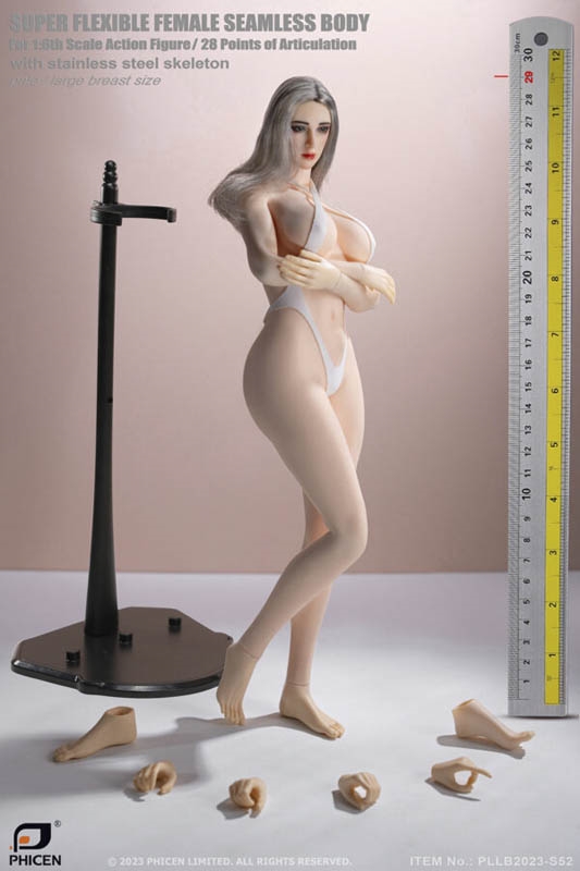 Large Bust Seamless Body - Pale with Detachable Foot Version - TBLeague Phicen 1/6 Scale Figure Body