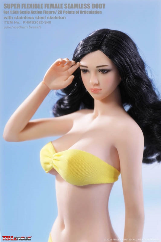 Female Body S48 -Medium Bust - Pale- With Head - Detachable Feet - TBLeague 1/6 Scale Figure