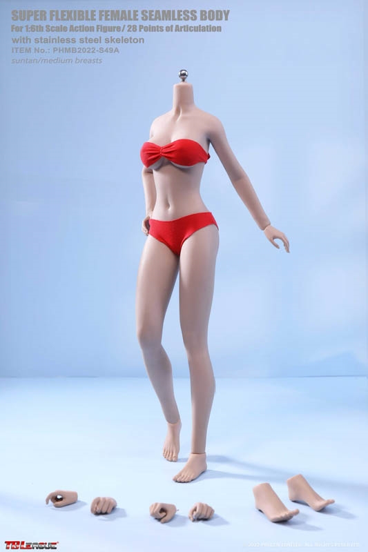 Female Body S49A -Medium Bust - Suntan - No Head - Detachable Feet - TBLeague 1/6 Scale Figure