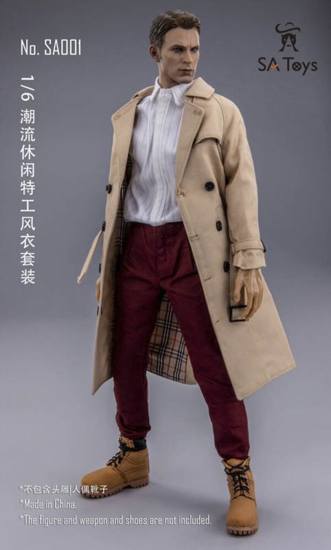 Trendy Casual Agent Trench Coat - Two Versions - SA Toys 1/6 Scale Accessory Set