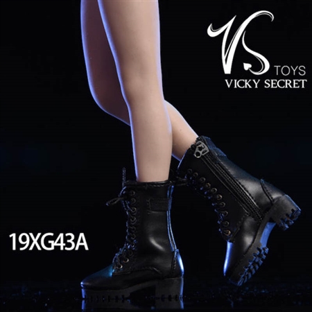 Zipper Boots - in Black - VTS Toys 1/6 Scale