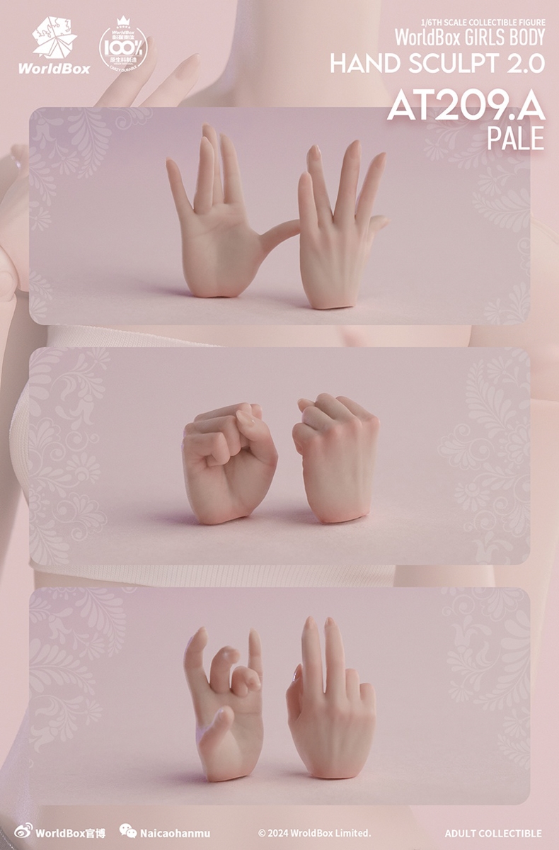 Hand Sculpt Set A - Two Color Options -  Worldbox 1/6 Scale Accessory