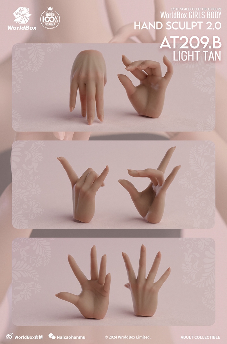 Hand Sculpt Set B - Two Color Options -  Worldbox 1/6 Scale Accessory