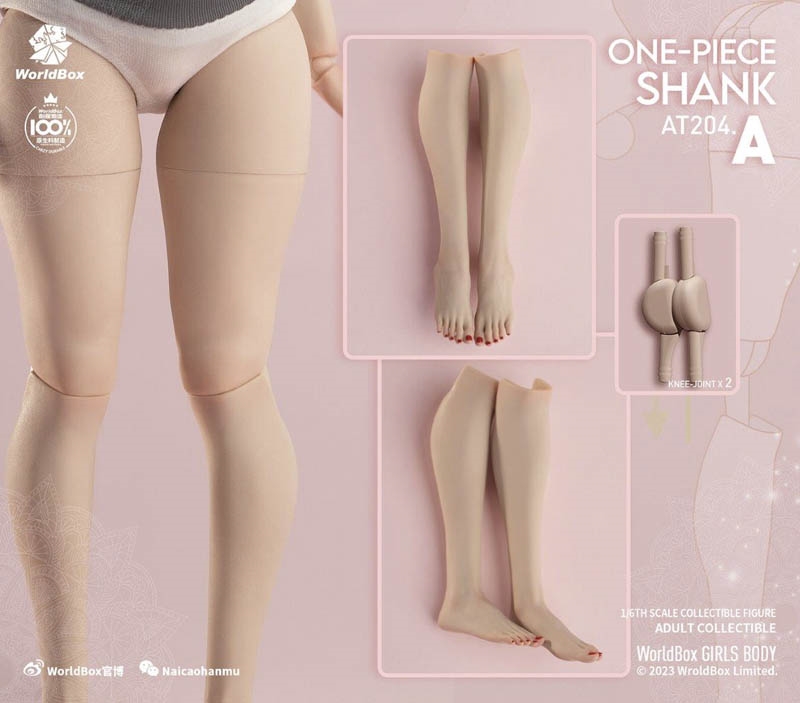 Chunky Legs Pale Set A One-Piece Shank - Worldbox 1/6 Scale Figure