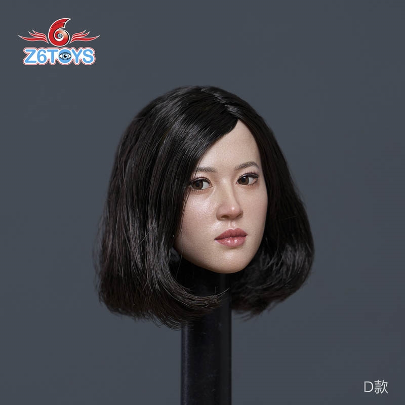 Asian Simulation Movable Eye Female Head Sculpture - Four Versions - Z6 Toys 1/6 Scale Accessory Set